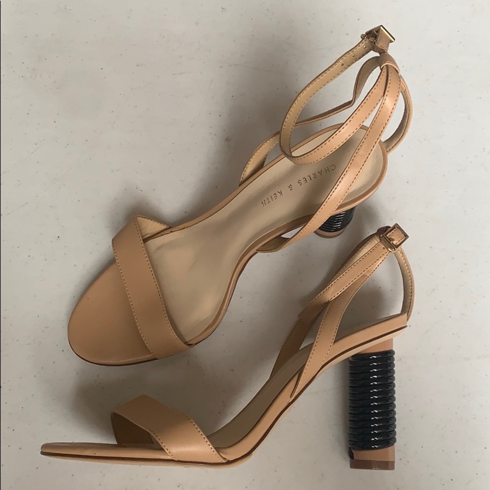 CHARLES & KEITH nude block heel strappy sandals